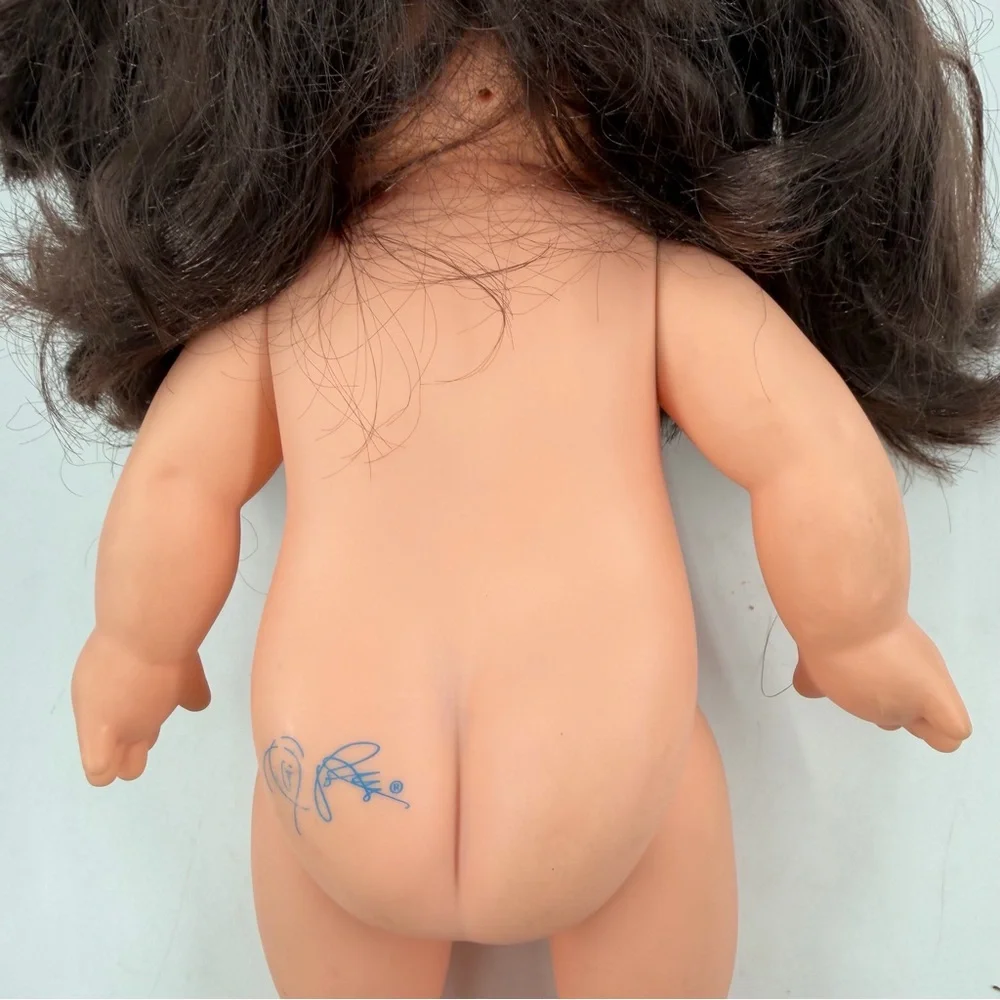 Vintage 1985 Cabbage Patch Kid Hasbro Hard Body Doll Signed Dark Hair Brown Eyes